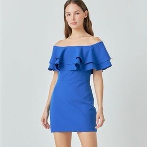 Endless Rose Blue Off-Shoulder Dress